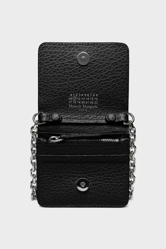 Maison Margiela Black Leather Buttoned Chain Wallet Black online