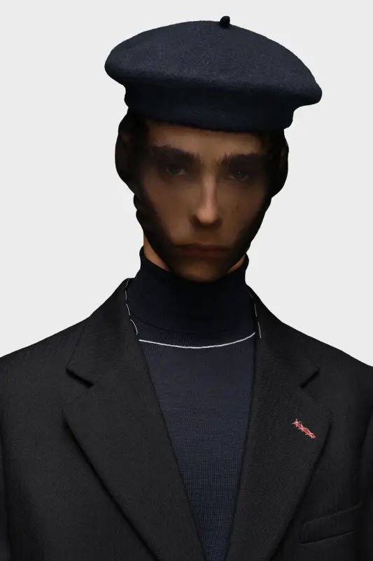 Maison Margiela Blue Felted Wool Beret Navy Blue online