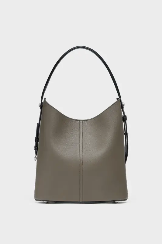 Maison Margiela Brown Leather Dress-Age Hobo Bag Graphite and black online