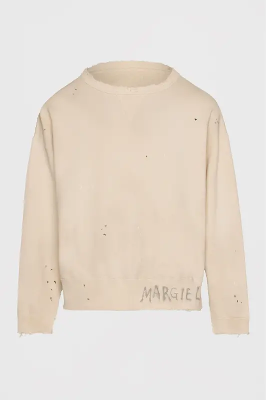 Maison Margiela Beige Cotton Handwritten Sweatshirt White online