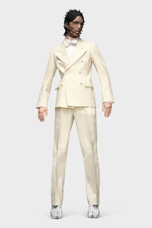 Maison Margiela White Silk Double-breasted Blazer White online