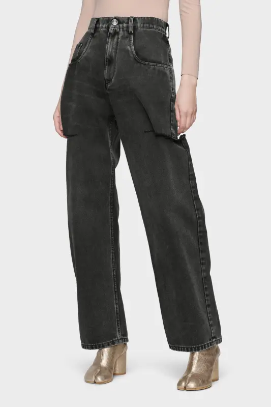 Maison Margiela Black High-wasited Cut-Out Jeans Black online