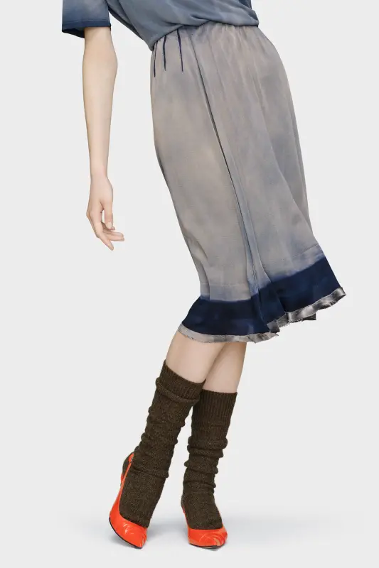 Maison Margiela Womens Blue Viscose Sun-Faded Midi Skirt Navy Blue online