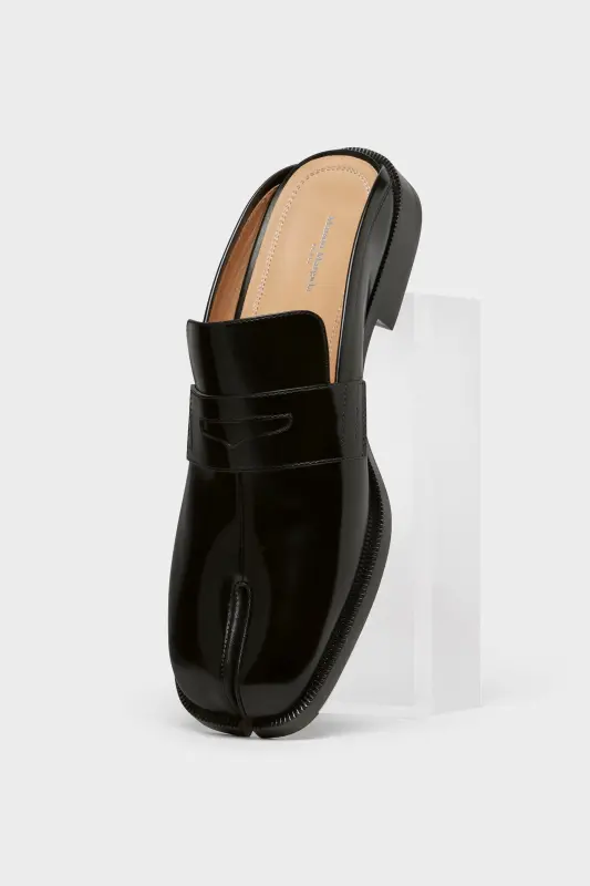 Maison Margiela Mens Black Leather Tabi City Loafer Mules Black online