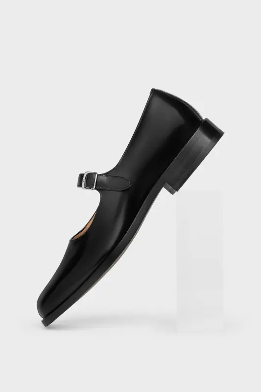 Maison Margiela Mens Black Leather Tabi City Mary-Janes Black online