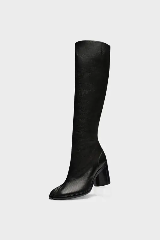Maison Margiela Womens Black Lambskin Leather Tabi Knee-High Boots Black online