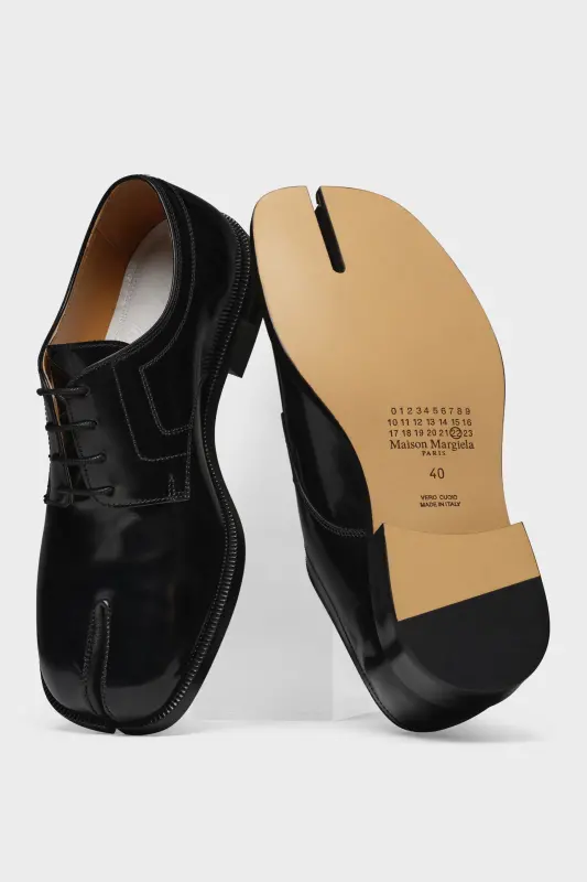 Maison Margiela Womens Black Leather Tabi Lace-Up Shoes Black online