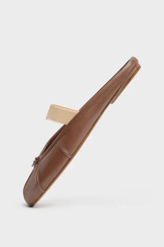 Maison Margiela Womens Brown Leather Tabi Elastic Band Mule Warm coffee and nude online